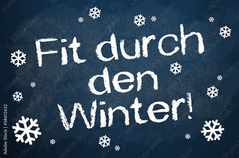 Kreidetafel Mit Fit Durch Den Winter Stock Illustration Adobe Stock