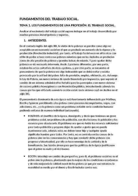 Fundamentos Del Trabajo Social Fundamentos Del Trabajo Social Tema