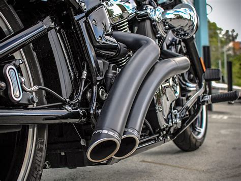 Radical Radius Exhaust With Black Finish Black End Caps Fits Softail