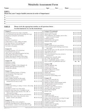 Fillable Online Metabolic Assessment Form Better By Dr Brooke Fax