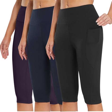 APEXFWDT 3 Pack Women S High Waist Yoga Capris Squat Proof Tummy