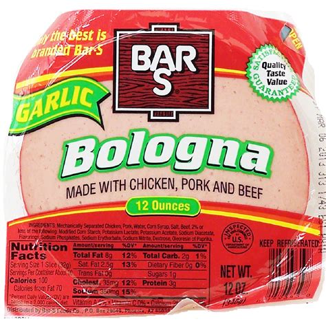 Bar S Garlic Bologna Made With Chicken Pork And Beef Sliced 12oz