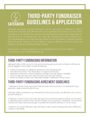 Fillable Online Third Party Fundraiser Guidelines And Agreement Fax