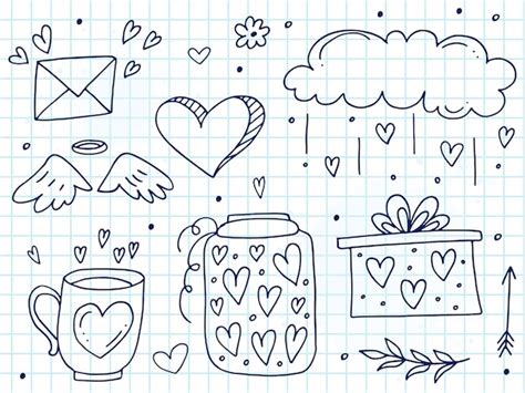 Premium Vector Big Set Of Cute Handdrawn Doodle Elements About Love