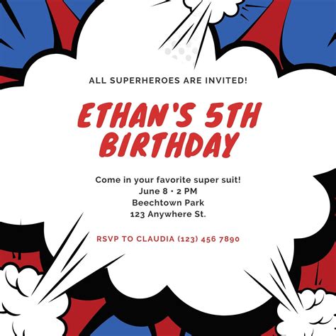 Free And Customizable Superhero Invitation Templates Canva