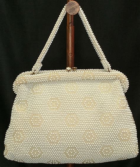 Corde Bead Vintage White Hexagon Design Purse By Lumured Ebay