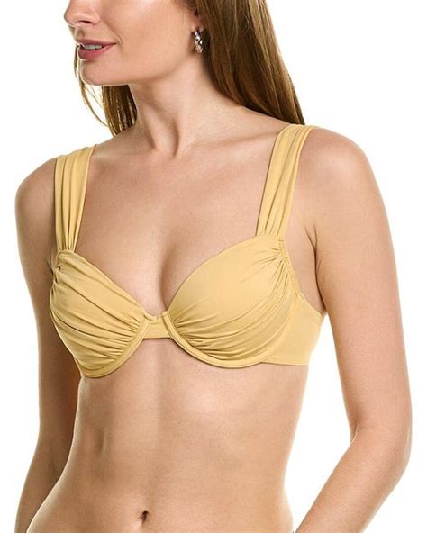 Weworewhat Claudia Ruched Bikini Top In Natural Lyst