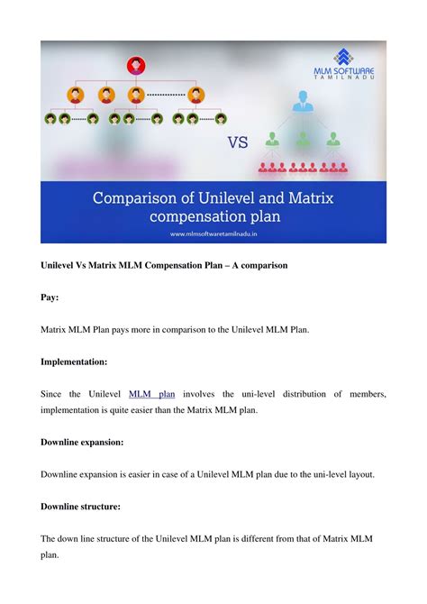 Ppt Unilevel Vs Matrix Compensation Plan Mlm Software Tamilnadu