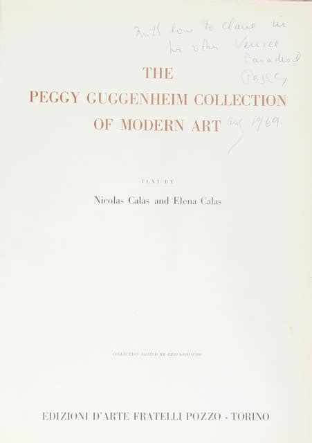 Peggy Guggenheim Collection of Modern Art, Signed by Peggy Guggenheim