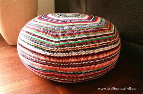 Colorful Striped Crochet Pouf | AllFreeCrochet.com