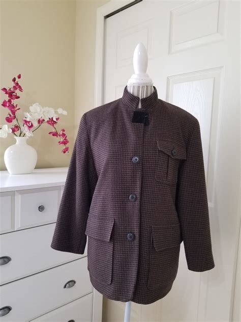 Harve Benard By Benard Holtzman Brown Houndstooth Wool Tweed Jacket Sz 14 Ebay