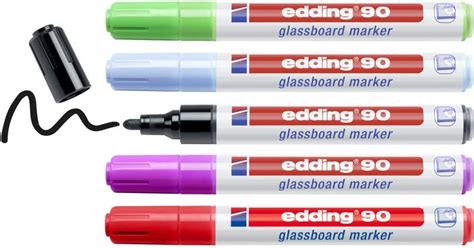 Nobo Liquid Ink Glass Whiteboard Pens 3mm Bullet Tip 4 Pack Dry