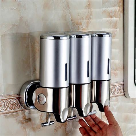 Bathroom Triple Shower Gel Dispenser Body Lotion Shampoo Liquid Wall