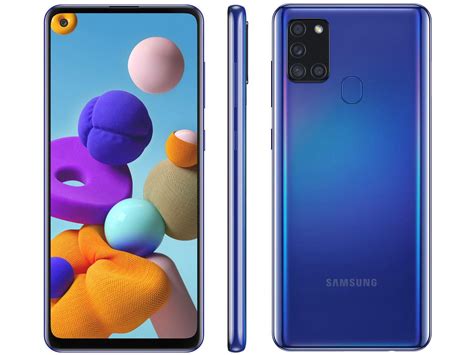 Smartphone Samsung Galaxy A21s 64gb Azul 4g 4gb Ram 65” Câm Quádrupla Selfie 13mp Galaxy