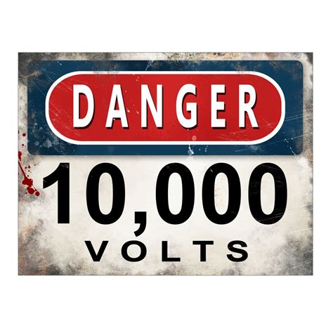 Dinosaur Plaque Danger 10000 Volts Sign Decoration Metal Aluminum Panel Wall Sign 15x20cm