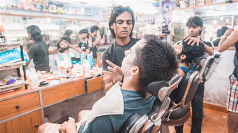 Young Expert Indian Barber Shave And Facial At A1 Saloon Goa India