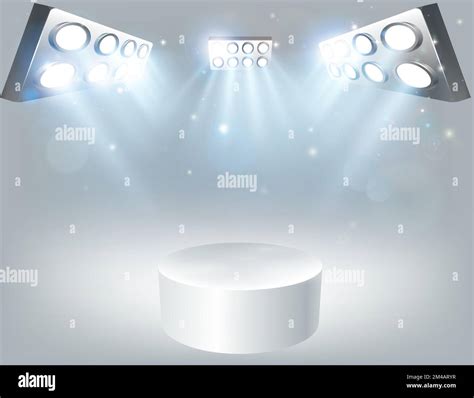 Platform Podium White Background Spotlight Lights Stock Vector Image