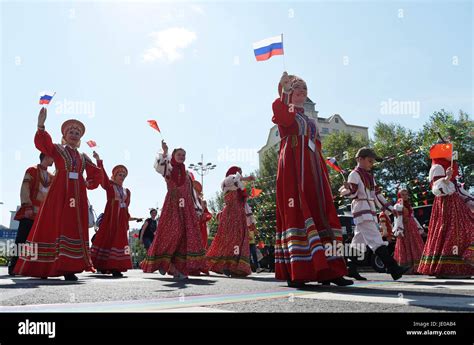 Heihe Chinas Heilongjiang Province 22nd June 2017 People Take Part