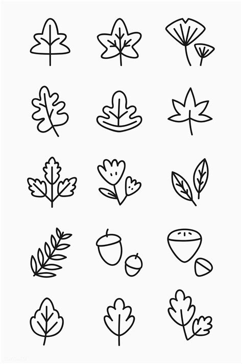 Doodle Autumn Leaves Vector Collection Free Image By