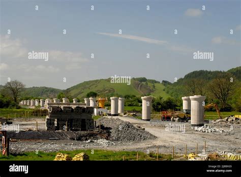 The A487 New Dyfi Bridge Under Construction Powys Wales Uk Stock Photo