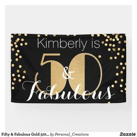 Fifty & Fabulous Gold 50th Birthday Party Banner - Banners. Birthday ...