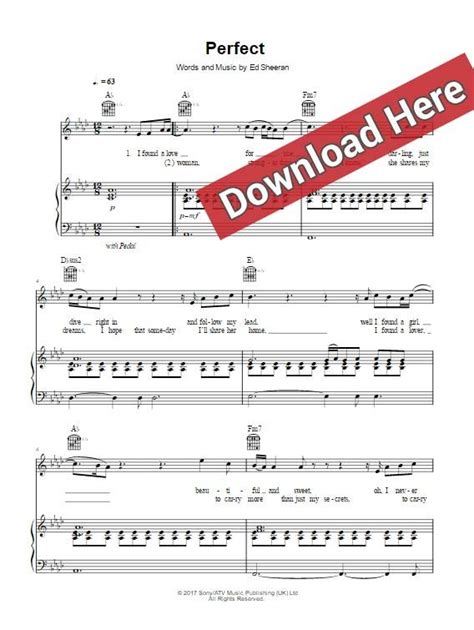 Ed Sheeran Perfect Sheet Music Piano Notes Chords Sheet Music Sheet Music Notes Piano