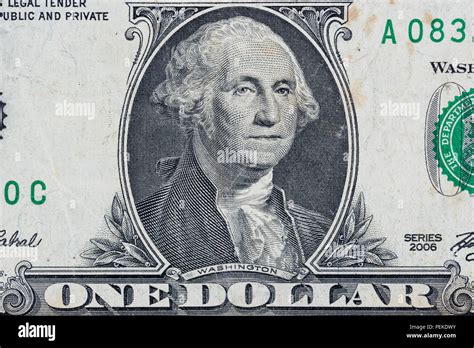 One Dollar Bill Closeup Macro United States Money Close Up Stock Photo