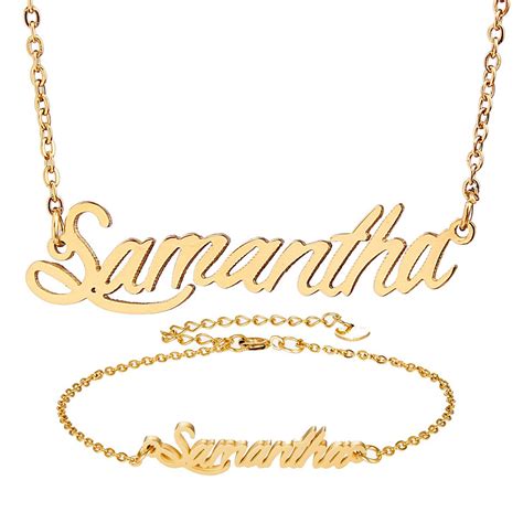 Personalized Gold Name Necklace Samantha Script Necklace For Women