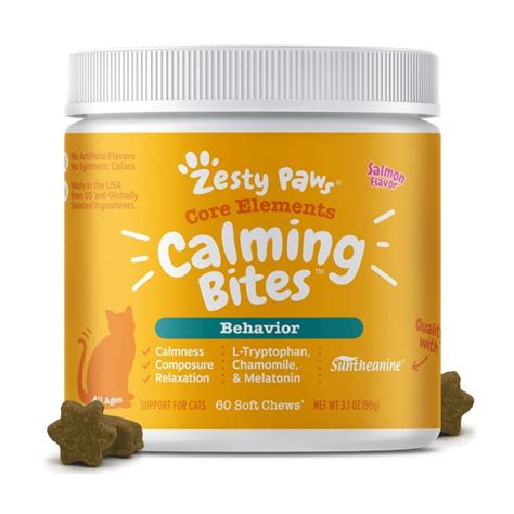 Zesty Paws Calming Bites Behavior For Cats All Ages Salmon 60