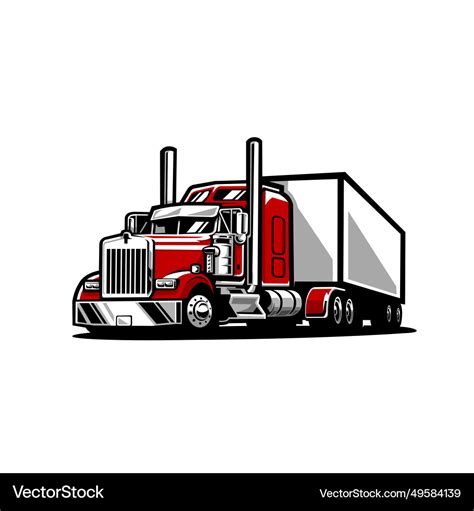 Big rig 18 wheeler american semi truck Royalty Free Vector