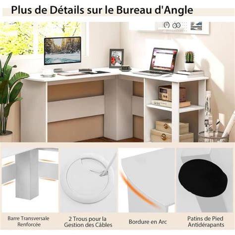 Giantex Bureau Informatique D Angle En Forme L Cm Table D