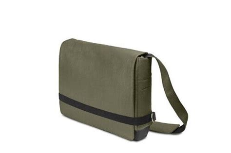 Moleskine Classic Leather Slim Messenger Bag Moss Green By