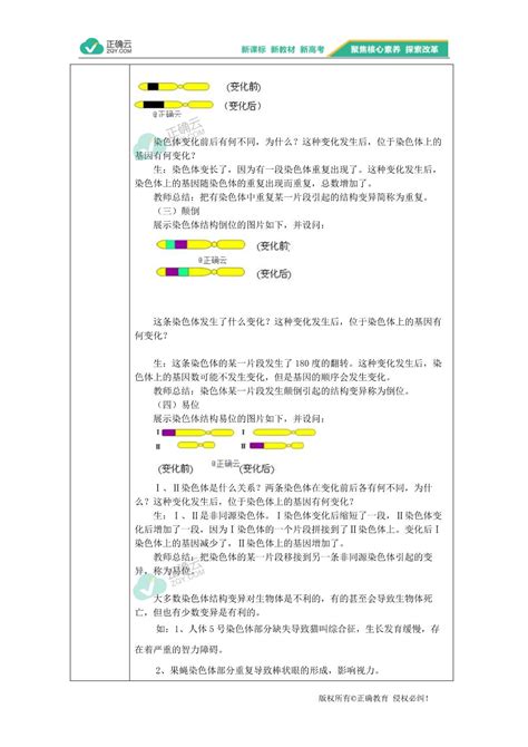 2019 2020学年高中生物人教版（2019）必修二教案：第5章 第2节 染色体变异正确云资源