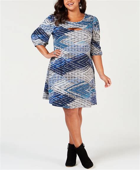 Ny Collection Plus Size Printed A Line Dress Macy S