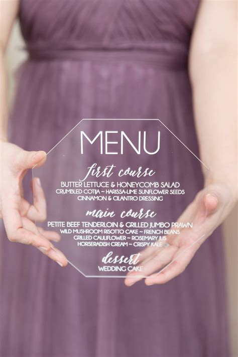 Sample Acrylic Menu Acrylic Wedding Menus Lucite Wedding Etsy