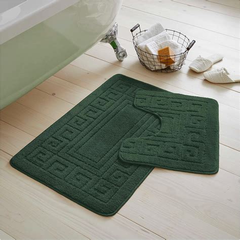 GC GAVENO CAVAILIA Greek Key Pattern Bath Mats 2 Piece Sets Non Slip