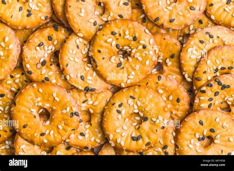 Round Salty Pretzels Top View Stock Photo Alamy