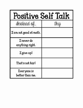 50 Positive Self Talk Worksheet