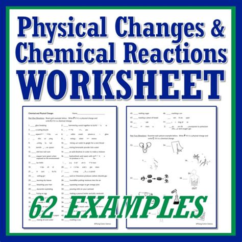 Physical Changes And Chemical Reactions Worksheet Flying Colors Science