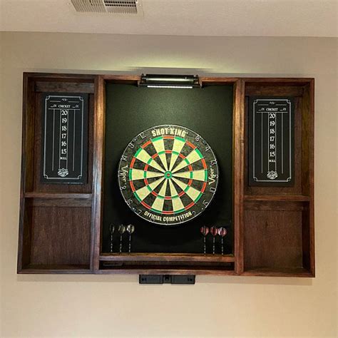 Gray Weathered Wood Dartboard Cabinet It Comes As A Complete Etsy