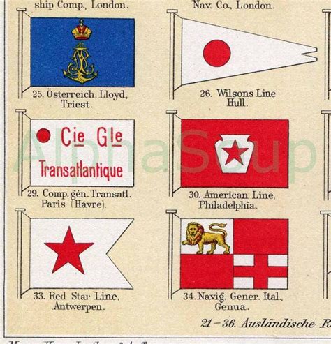 Maritime Company Flags Cunard White Star American Line | Etsy ...