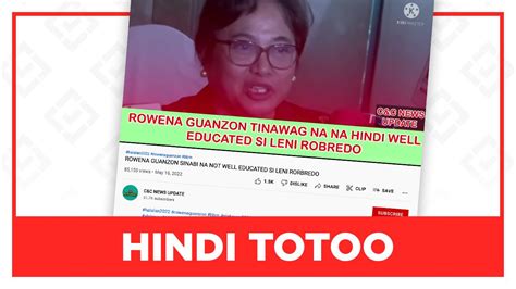 HINDI TOTOO Sinabi Ni Rowena Guanzon Na Hindi Edukado Si Robredo