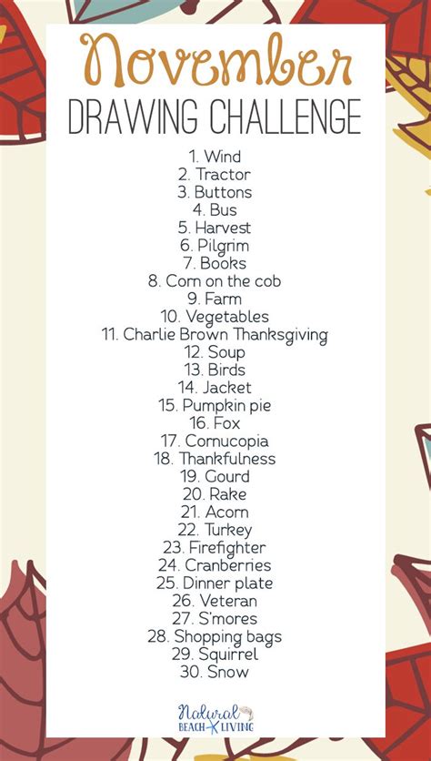 November Drawing Challenge Calendar - Free Fun for Kids