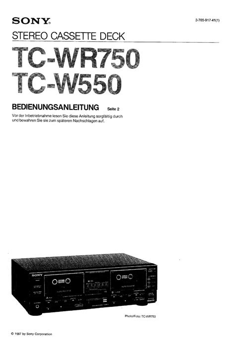 Sony Tc Wr750 Bedienungsanleitung Pdf Herunterladen Manualslib