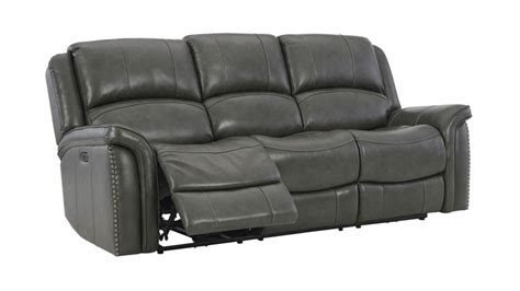 Gaspar POWER Reclining Leather Sofa Gray Home Furniture