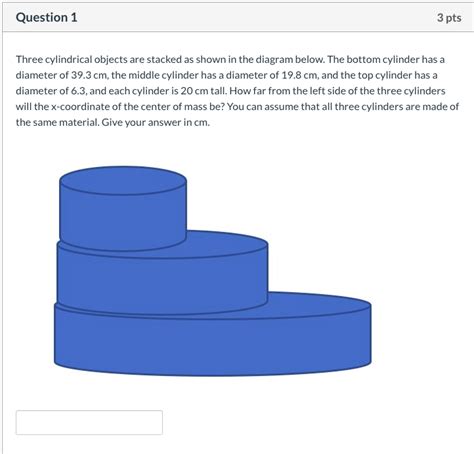 Solved Question 1 3 pts Three cylindrical objects are | Chegg.com