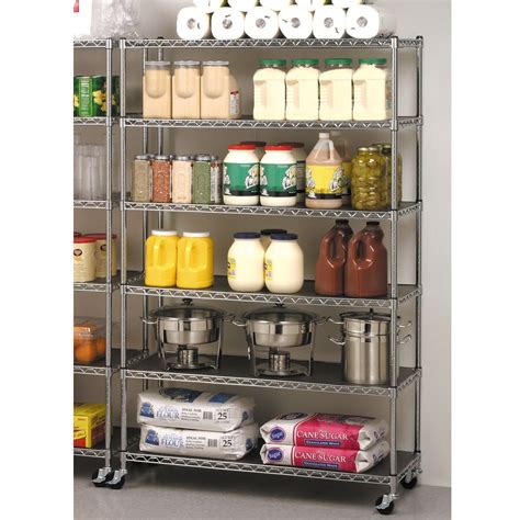 Commercial Metal Steel Rolling Storage Shelving Rack Chrome Wire Shelf ...