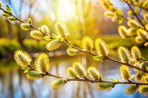 Natural Spring Background With Pussy Willow Branch With Catkins Stock Photo Image Of Branch