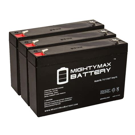 Mighty Max Battery 6 Volt 7 Ah Sealed Lead Acid Rechargeable Battery 3 Pack Ml7 6mp3 The