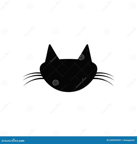 Abstract Cat Head Silhouette Isolated Icon Stock Vector